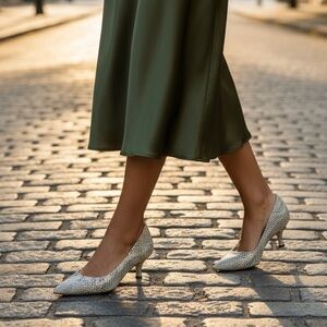 Stuart Weitzman Snake Print Kitten Heel